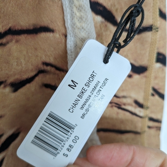 WEWOREWHAT Tiger Brushed Nylon Gold Chain High Rise Bike Short NEW Size M - Picture 6 of 8
